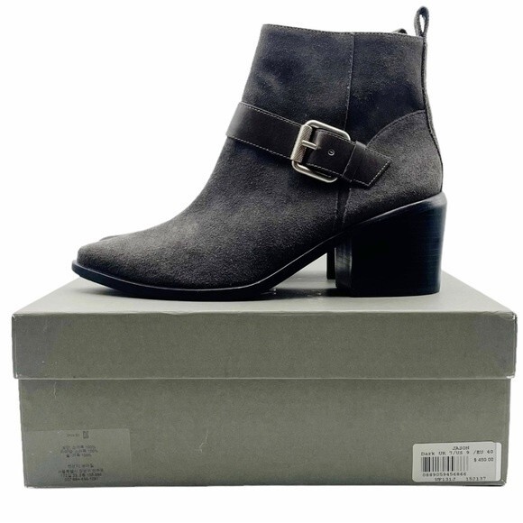 NWT AllSaints Jason Boot Charcoal Gray Suede Buckle Ankle Bootie Women’s Size 9 - Picture 16 of 16